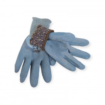 Перчатки утепленные акриловые со вспененным латексным покрытием, синие 3/4 двойной облив ЗИМНИЕ -36